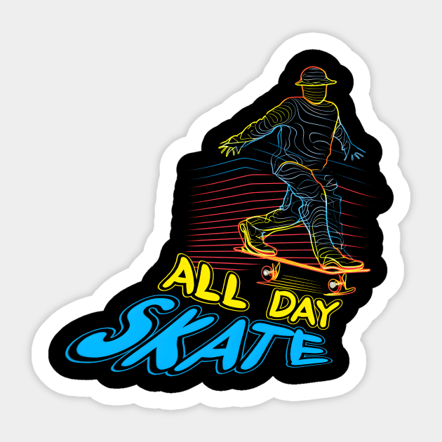 Skateboard Art Design inspirational quotes all day skate Sticker by A Floral Letter Capital letter A | Monogram, Sticker